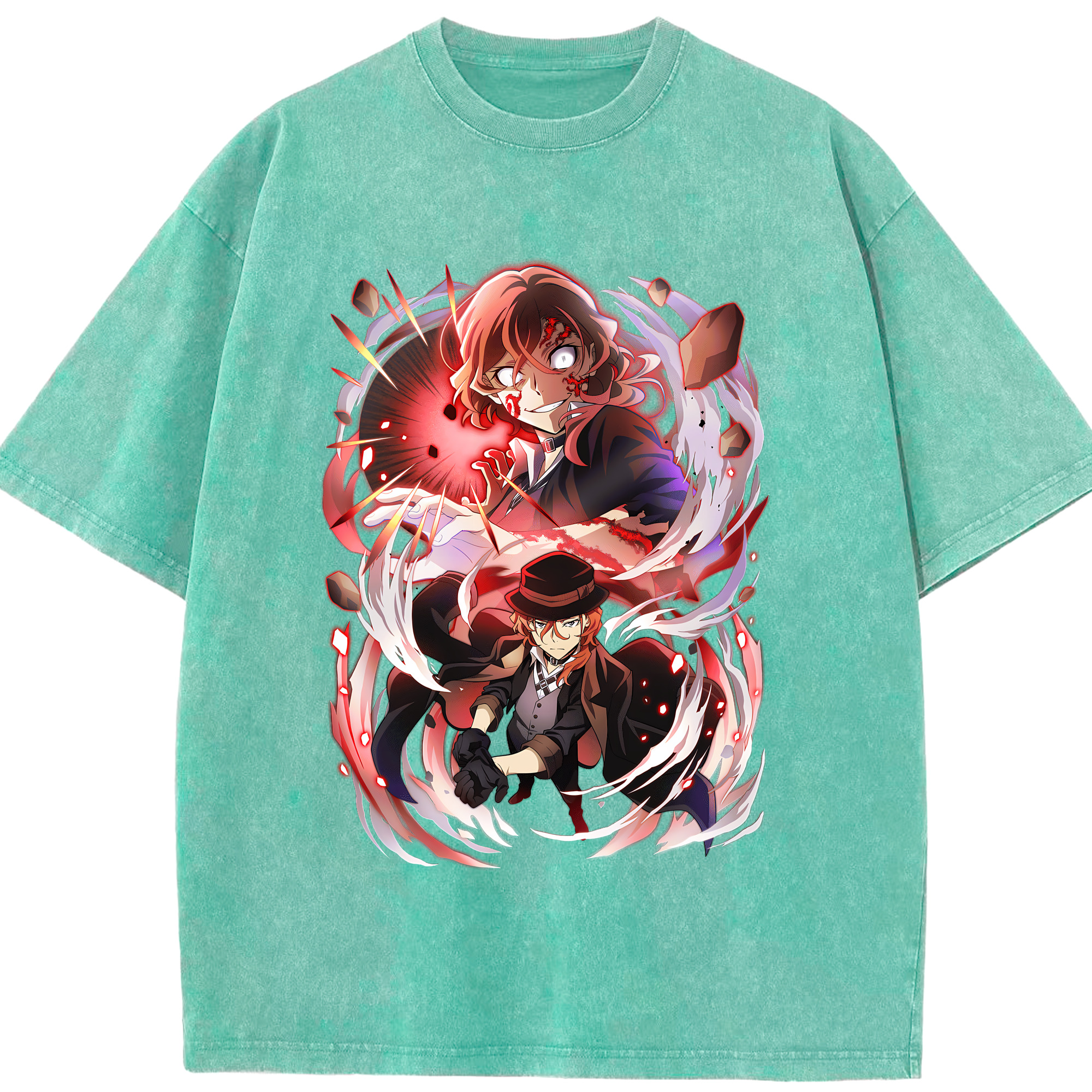 （画像用） 文豪ストレイドッグス Bungo Stray Dogs 綿100% ヴィンテージ風 半袖Tシャツ（フロントプリント）